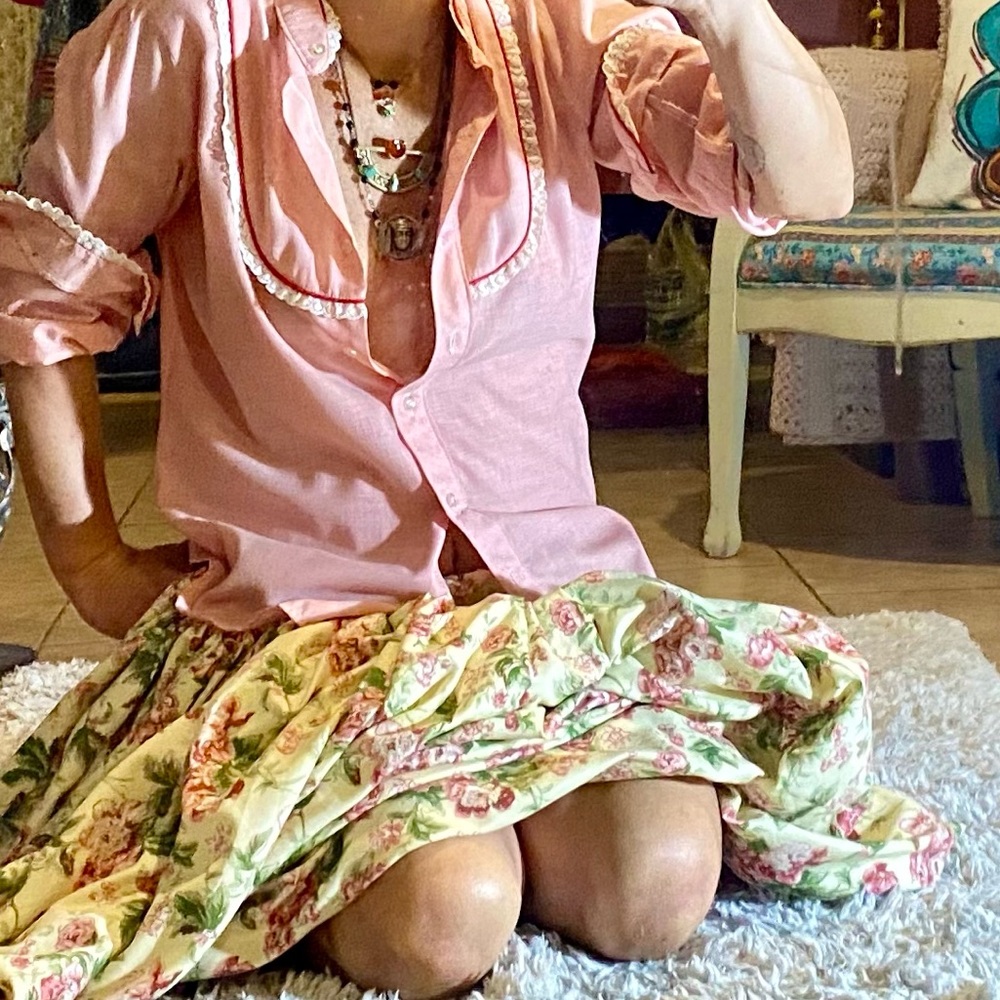 True Vintage Wrangler Pink Red Western Rockabilly Cowgirl Button Up Top Blouse